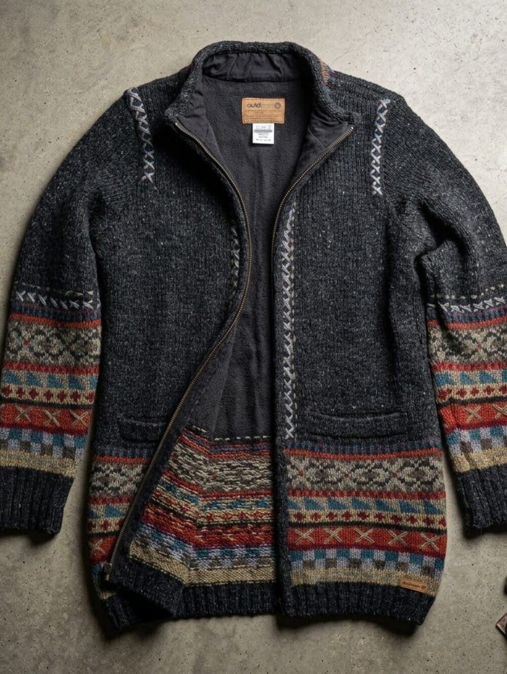 Laundromat Full Zip Wool Cardigan Fair Isle Southwestern Knit Cabincore Nepal M